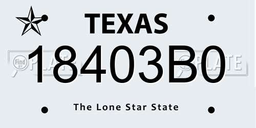18403B0 Texas License Plate