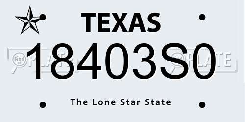 18403S0 Texas License Plate