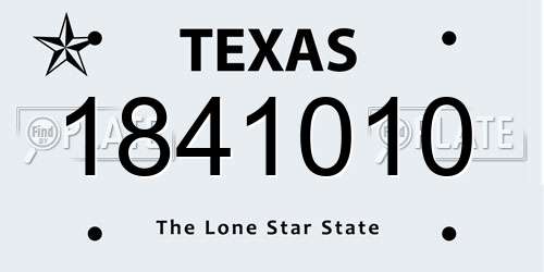 1841010 Texas License Plate