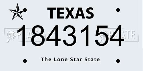 1843154 Texas License Plate