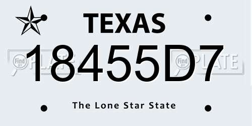 18455D7 Texas License Plate