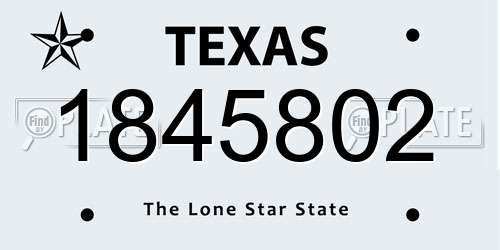 1845802 Texas License Plate