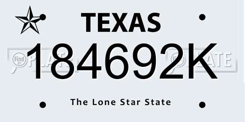 184692K Texas License Plate