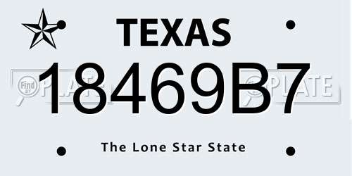 18469B7 Texas License Plate
