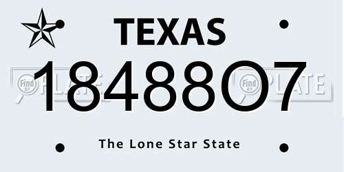 18488O7 Texas License Plate