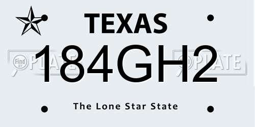 184GH2 Texas License Plate