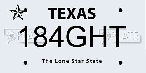 184GHT Texas License Plate