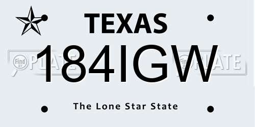 184IGW Texas License Plate