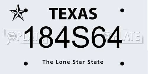 184S64 Texas License Plate