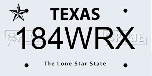 184WRX Texas License Plate