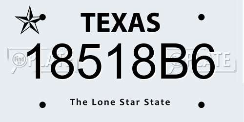 18518B6 Texas License Plate