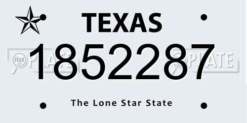 1852287 Texas License Plate