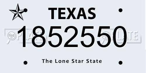 1852550 Texas License Plate