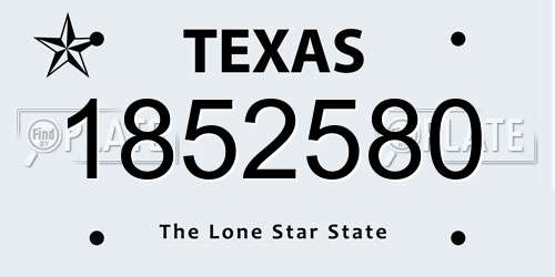 1852580 Texas License Plate