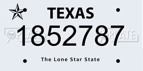 1852787 Texas License Plate