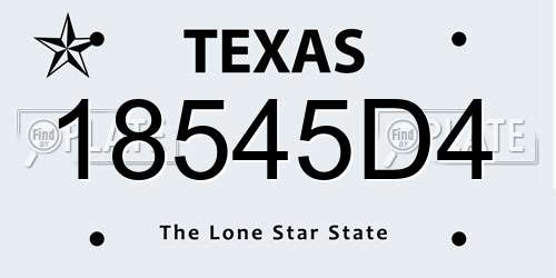 18545D4 Texas License Plate