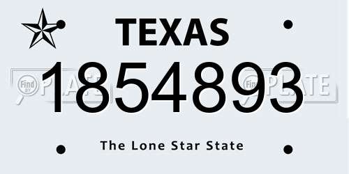 1854893 Texas License Plate