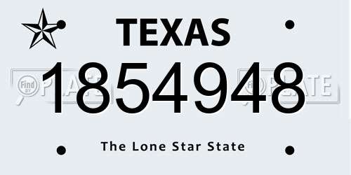 1854948 Texas License Plate