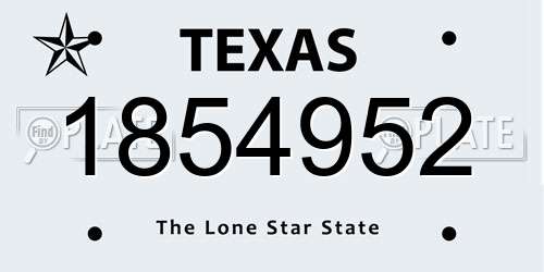 1854952 Texas License Plate