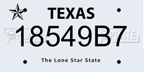18549B7 Texas License Plate