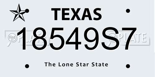 18549S7 Texas License Plate