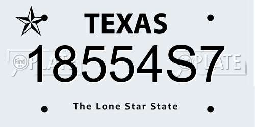 18554S7 Texas License Plate