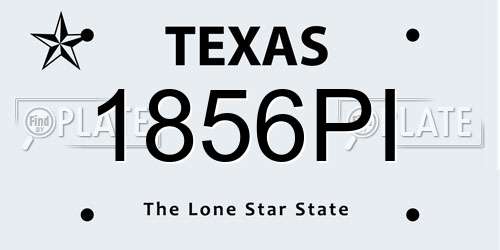 1856PI Texas License Plate