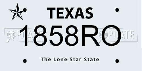 1858RO Texas License Plate