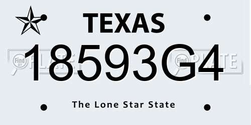18593G4 Texas License Plate