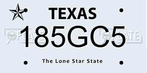 185GC5 Texas License Plate