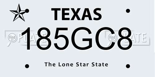185GC8 Texas License Plate