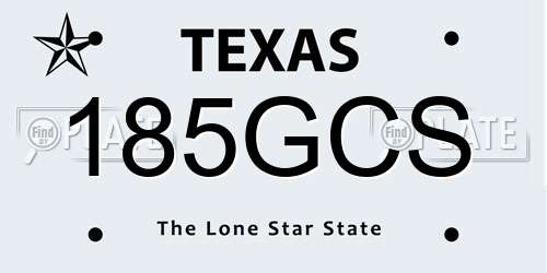 185GCS Texas License Plate