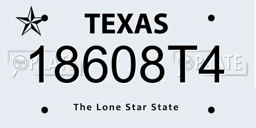18608T4 Texas License Plate