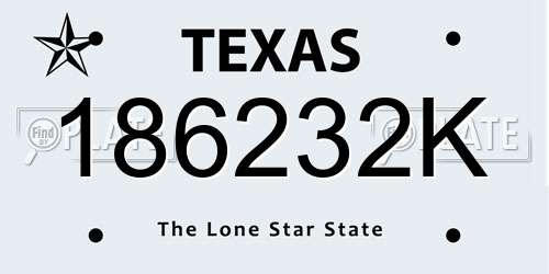 186232K Texas License Plate