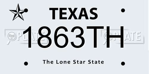 1863TH Texas License Plate