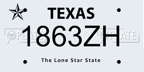 1863ZH Texas License Plate