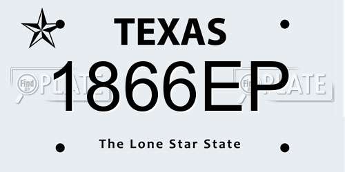 1866EP Texas License Plate