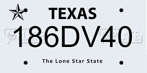 186DV40 Texas License Plate