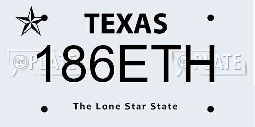 186ETH Texas License Plate