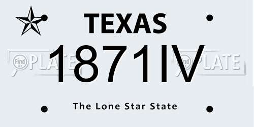 1871IV Texas License Plate