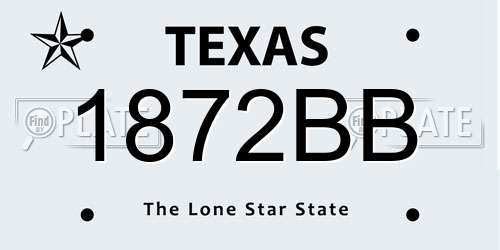1872BB Texas License Plate