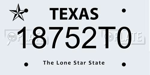 18752T0 Texas License Plate