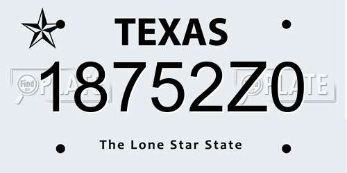 18752Z0 Texas License Plate