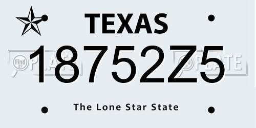 18752Z5 Texas License Plate