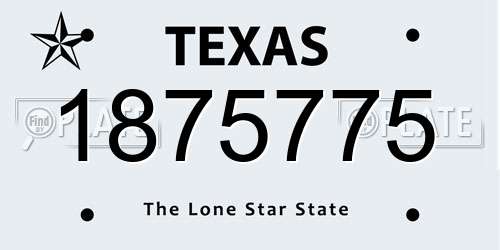 1875775 Texas License Plate