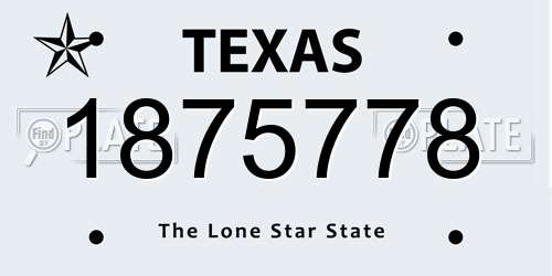 1875778 Texas License Plate