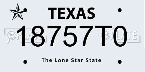 18757T0 Texas License Plate