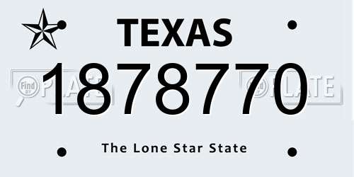 1878770 Texas License Plate