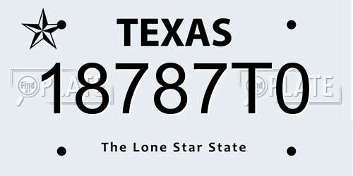 18787T0 Texas License Plate