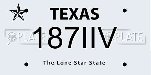 187IIV Texas License Plate